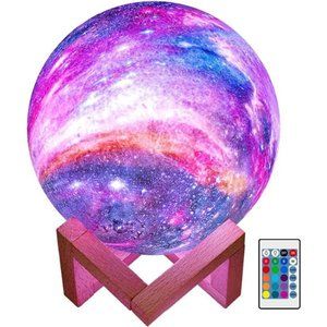 Mothers Day Gifts, Moon Lamp Galaxy Lamp 5.9 inch 16 Colors LED 3D Moon Light